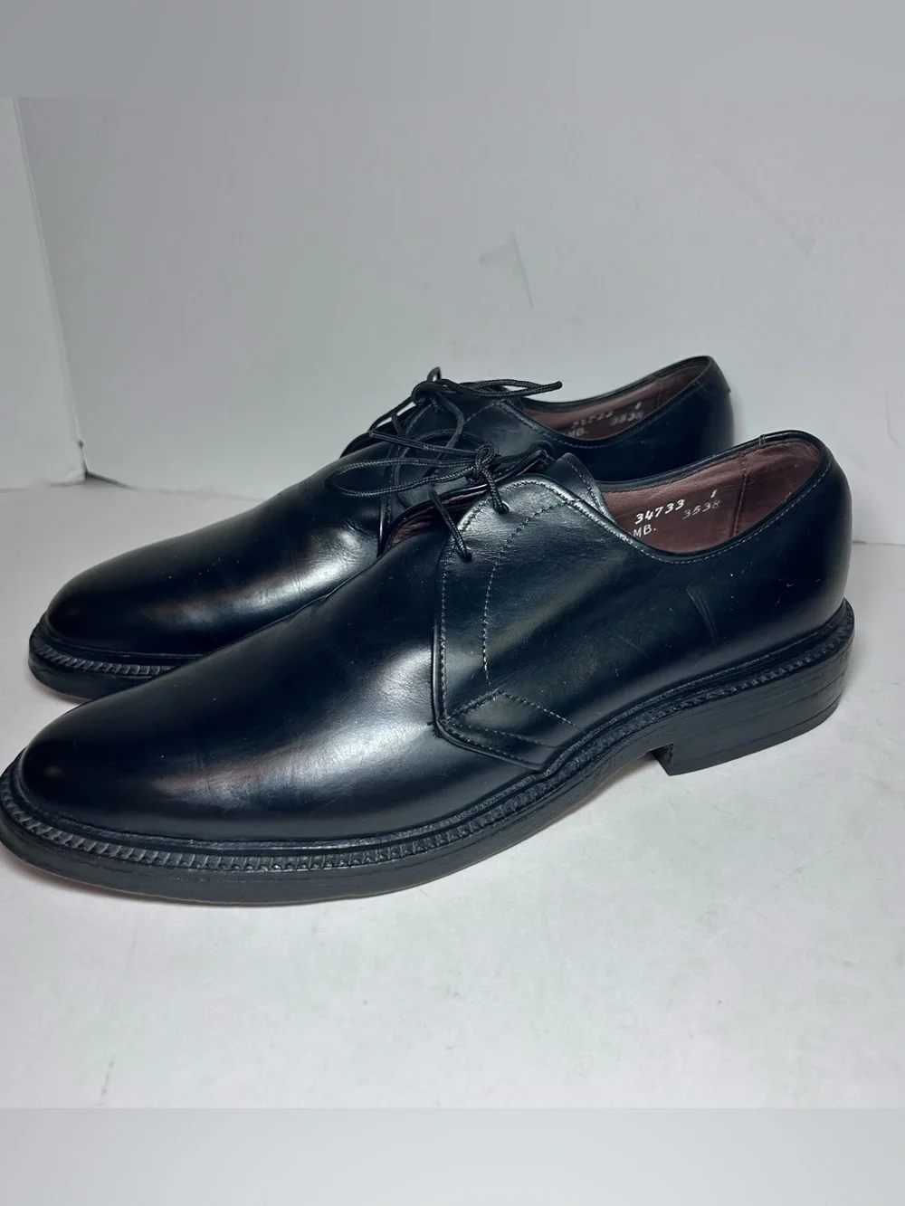 Allan Edmonds Jodox Plain Toe Derby Black Leather Dress Shoes Men’s 7.5 C